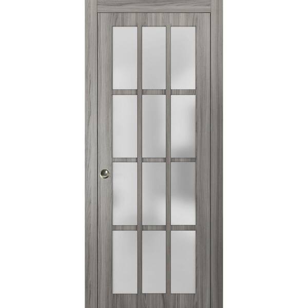 Sartodoors 28 in. x 84 in. 1-Panel Gray Finished Wood Sliding Door with Pocket Hardware