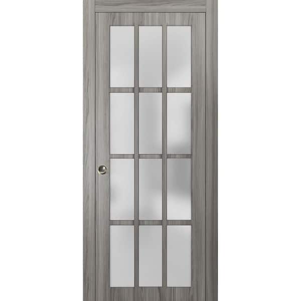 Sartodoors 3312 42 in. x 80 in. 1 Panel Gray Finished Wood Sliding Door with Pocket Hardware
