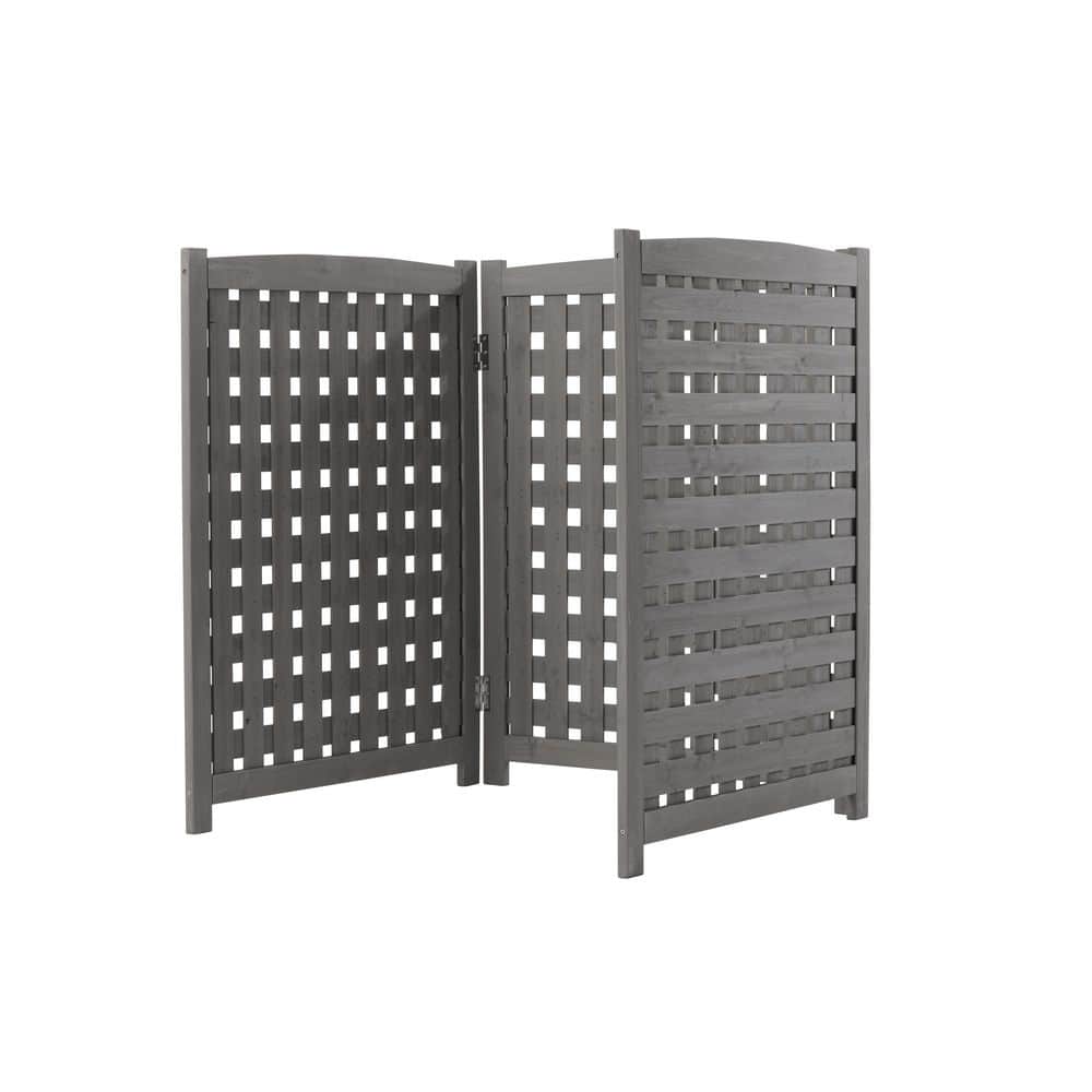 38 in. 3-Panels Wood Garden Privacy Fence in Gray