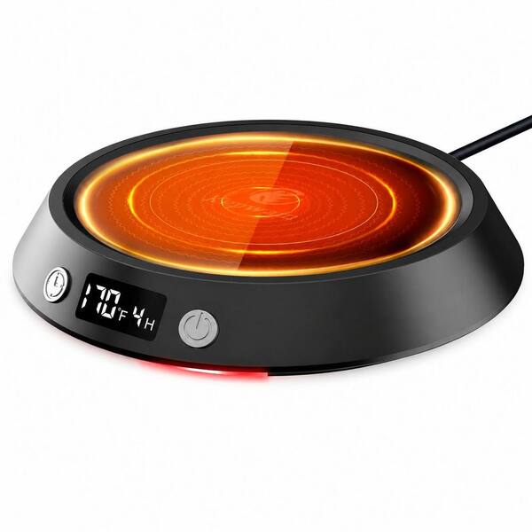 Black 50W Mug Warmer for Desk with 3 Temp Settings, 2 to 9 Hour Timer, LED Display, Corded Electric