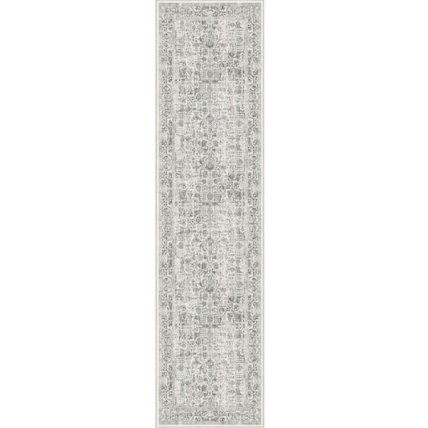 Entomology Black 2 ft. x 6 ft. Vintage Floral Runner Rug