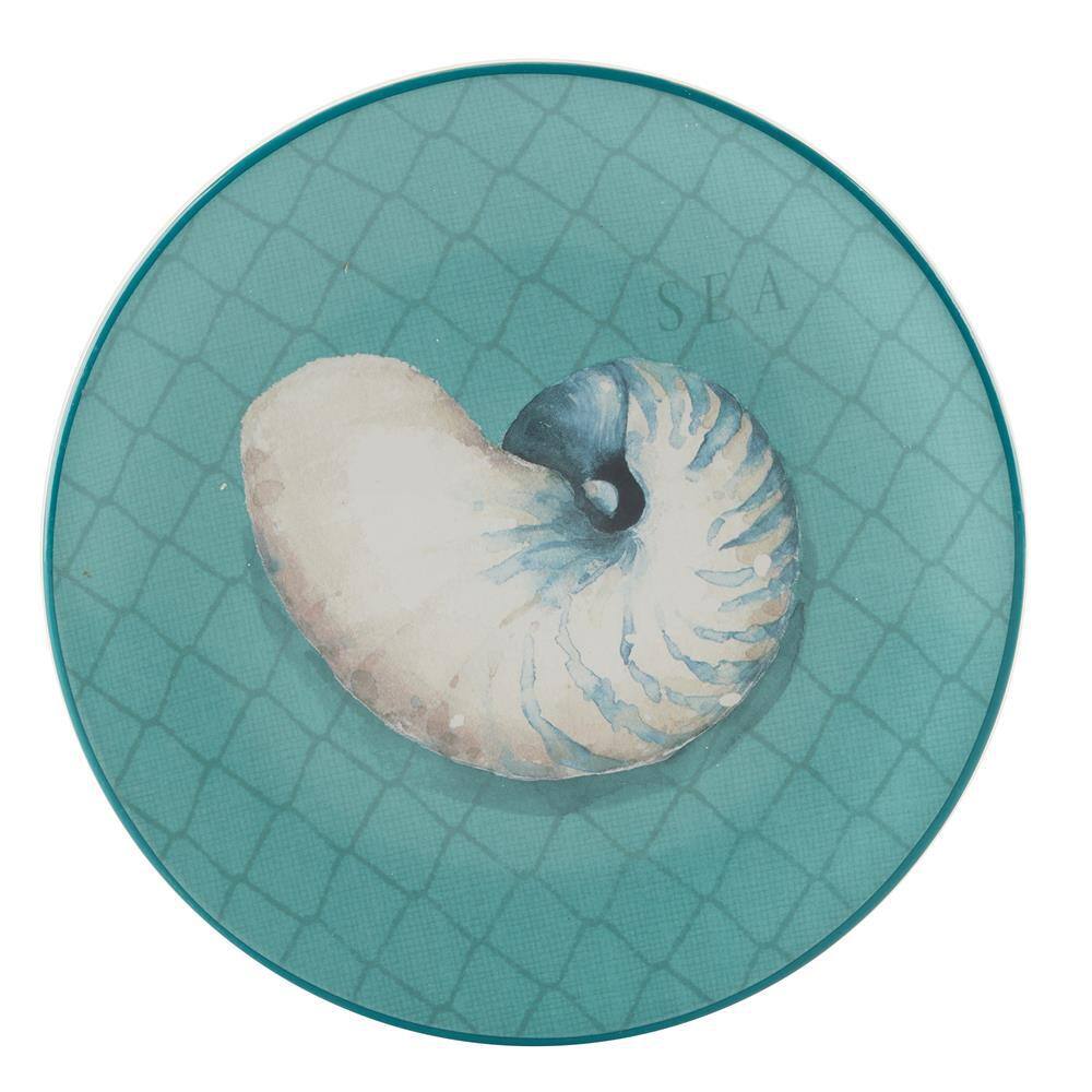 Ocean View Teal Ceramic 9" Salad Plates Set of 4