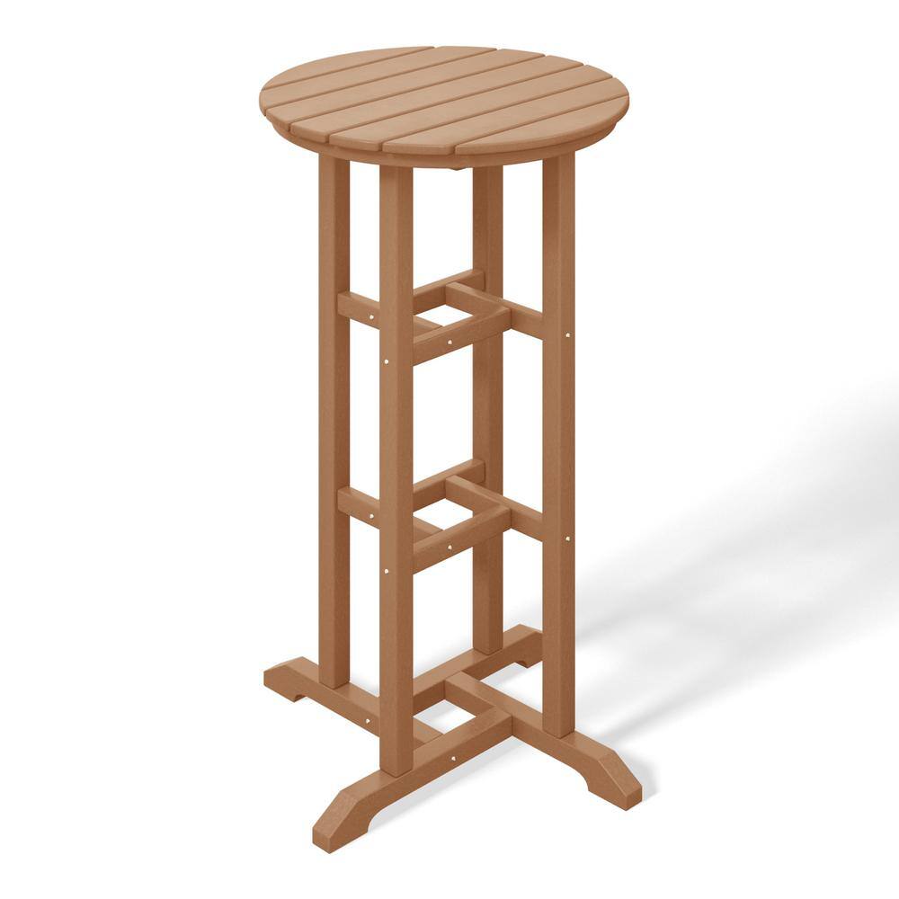 Laguna 24 in. Round Pub Height HDPE Plastic Dining Outdoor Bar Bistro Table in Teak price history on PriceWatchPro