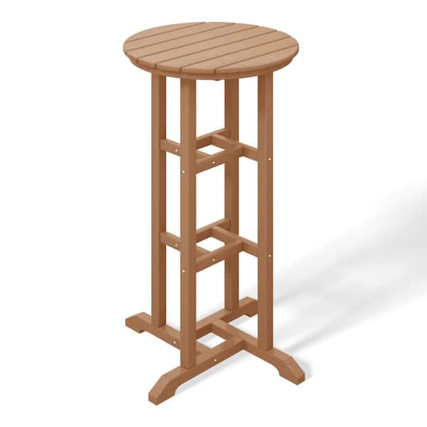 WESTIN OUTDOOR Laguna 24 in. Round Pub Height HDPE Plastic Dining Outdoor Bar Bistro Table in Teak