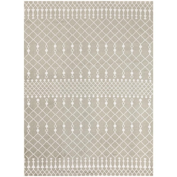 Nourison Astra Machine Washable Sage 5 ft. x 7 ft. Moroccan Transitional Area Rug