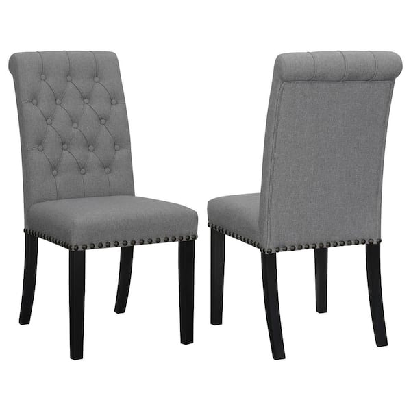 Coaster Grey and Rustic Espresso Tufted Side Chairs with Nailhead Trim (Set of 2)