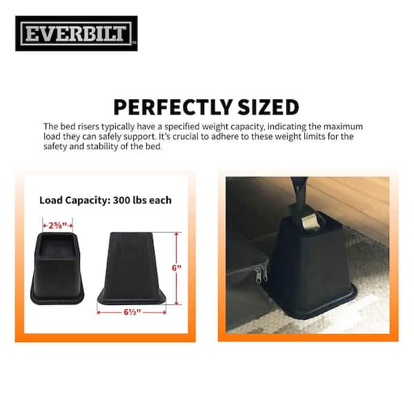 Everbilt 6 in. Black Bed Risers 4 Pack 4902244EV