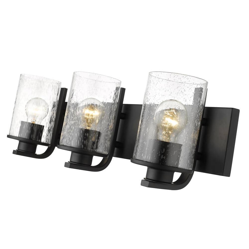Matte Black Steel 3-Light Dimmable Vanity Fixture