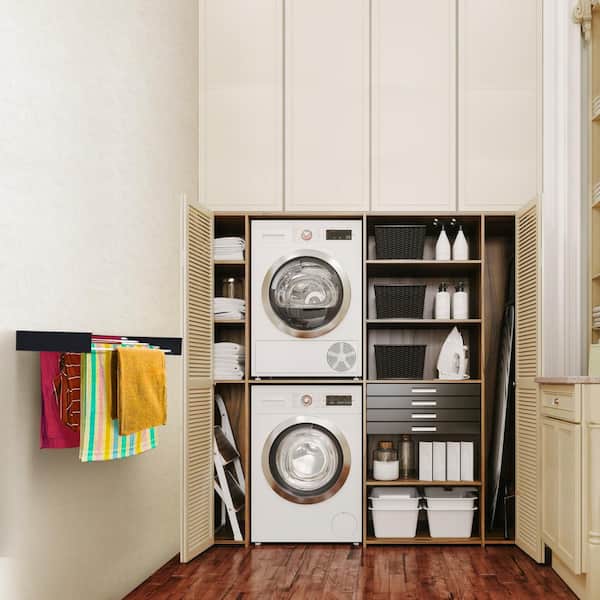 27.5 in. x 3.9 in. Gray Wall Mount Retractable Indoor/Outdoor Laundry Garment Rack
