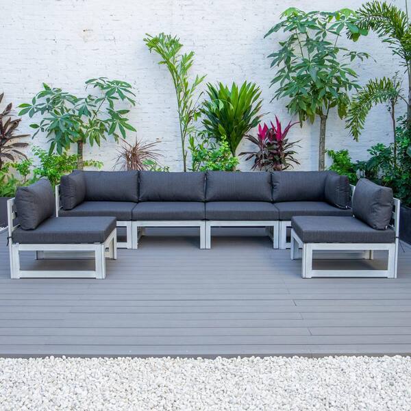Leisuremod Chelsea 6Piece Weathered Grey Aluminum Outdoor Patio