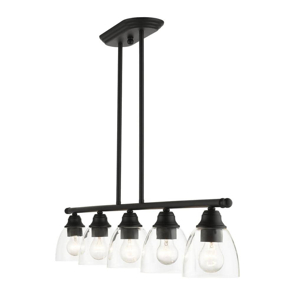 Montgomery Black Steel 5-Light Linear Chandelier