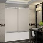 Langham 56 in. to 60 in. x 60 in. Completely Frameless Sliding Tub Door with Frosted Glass in Stainless Steel