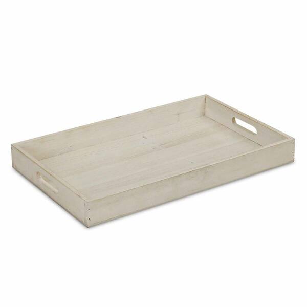 HomeRoots Amelia 20 in. W x 2 in. H x 11.5 in. D Rectangle White Fir Dinnerware and Serving Storage