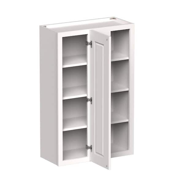27 in. W x 12 in. D x 42 in. H in White HDF Ready to Assemble Corner Wall Cabinets Kitchen Cabinet w/ 1 Door, 3 Shelves
