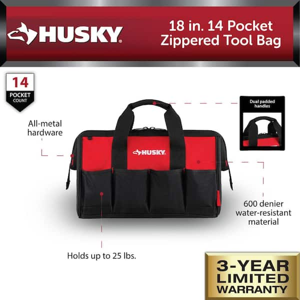 18 in. 14 Pocket Zippered Tool Bag