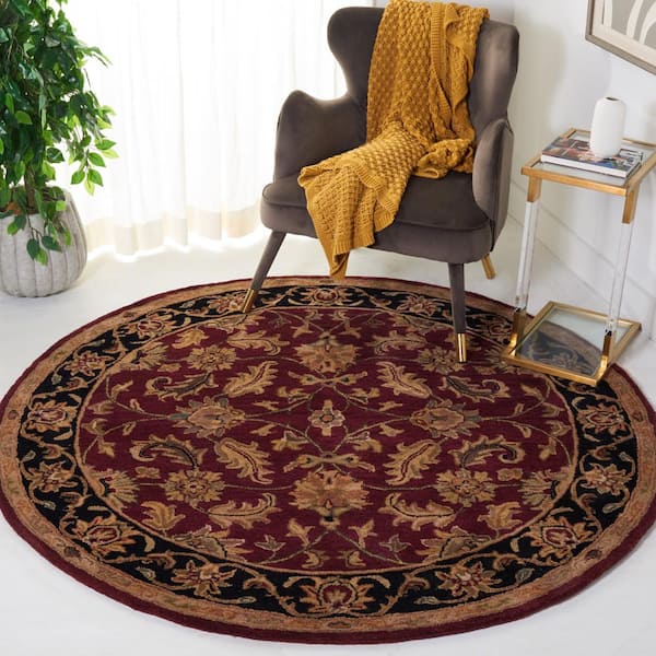 Heritage Red/Black 5 ft. x 8 ft. Oval Border Area Rug