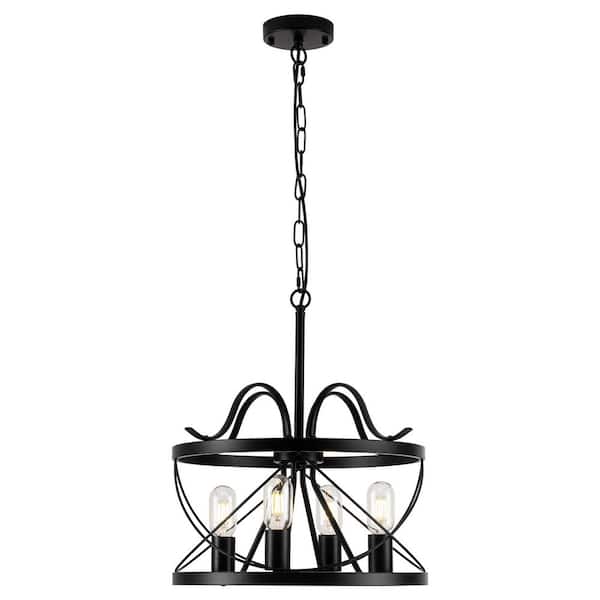 LWYTJO 4-Light Black Modern Chandelier Light Fixture for Dining Room or Kitchen