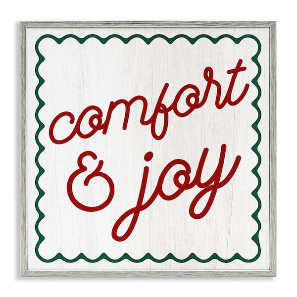 Stupell Industries Comfort and Joy Phrase by Lil' Rue 1-Piece Framed Graphic Print Typography Poster Art Print 12 in. x 12 in.