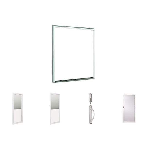 70-1/2 in. x 79-1/2 in. Right-Hand Gliding Patio Door with Blinds, Satin Nickel Door Lock, and Insecre Screen Combo