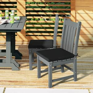 FadingFree (Set of 4) Outdoor Dining Square Patio Chair Seat Cushions with Ties, 20 in. x 18 in. x 2.5 in., Black