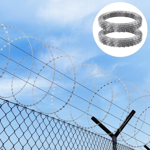 Razor Wires, 98 ft. Razor Barbed Wire, 2 Rolls Razor Wire Fencing Razor Fence, Razor Ribbon Barbed Wire Galvanized Razor