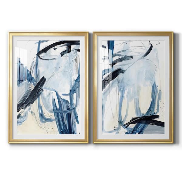 Wexford Home Indigo Swash I By Wexford Homes 2 Pieces Framed Abstract Paper Art Print 30.5 in. x 42.5 in. .