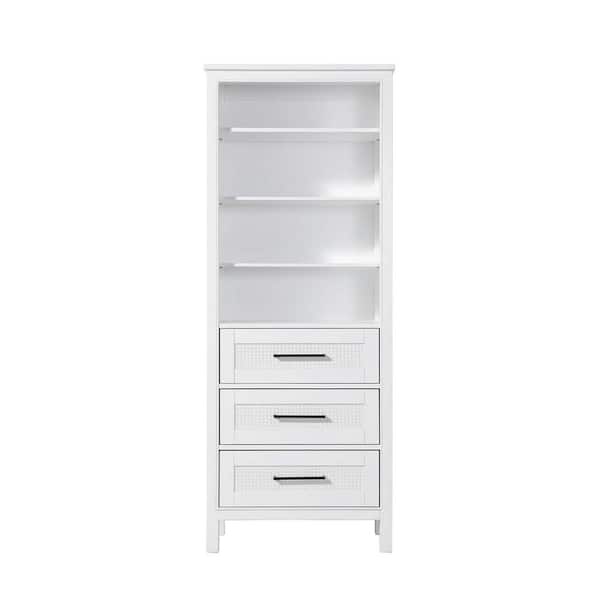 28 in. W x 18 in. D x 72 in. H White Freestanding Linen Cabinet