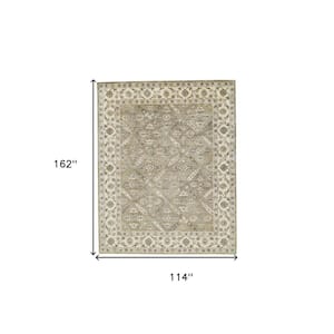 10 x 13 Green and Ivory Paisley Area Rug