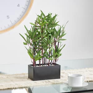18 in. H Artificial Bamboo Plant with Black Melamine Pot
