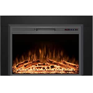 51.8 in. W Electric Fireplace Inserts with Trim Kit, 3 Flame Colors, 750-Watt/1500-Watt, Timer, Black
