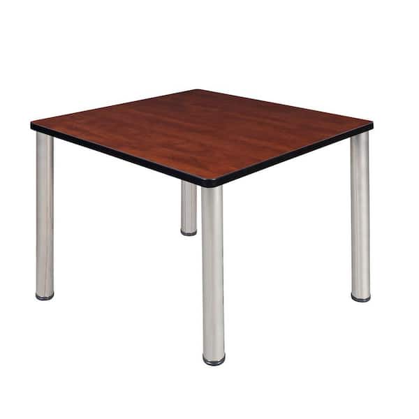 Regency Rumel 36 in. L Square Chrome and Cherry Wood Breakroom Table (Seats 4)
