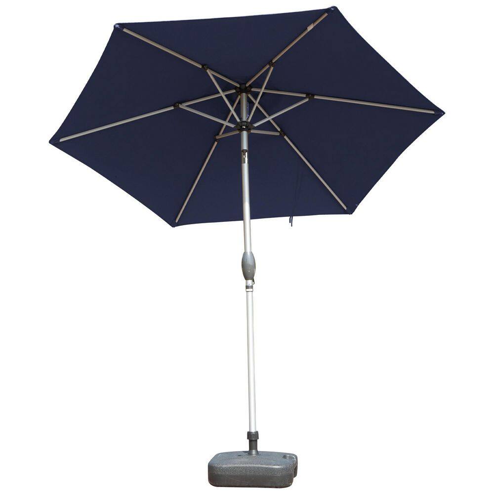 7.5 ft. Aluminium Market Patio Umbrella Push Button Tilt and Crank, 6 Sturdy Ribs, UV Protection Waterproof in Navy Blue price history on PriceWatchPro