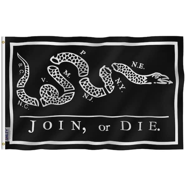 ANLEY Fly Breeze 3 ft. x 5 ft. Polyester Join Or Die Flag 2-Sided Flags Banner with Brass Grommets and Canvas Header