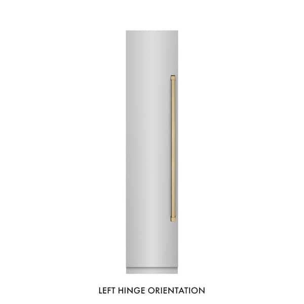 18 in. 8.6 cu. ft. Left Hinge Stainless Steel Upright Column Freezer in Graphite Gray and Champagne Bronze Accents