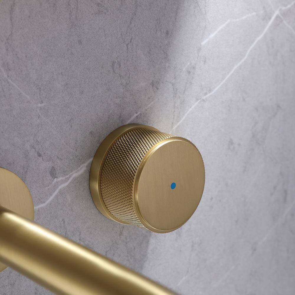 Brushed Gold Two-Handle Wall Mounted Bathroom Faucet
