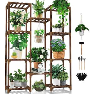 11-Pots Wooden Plant Stand Suitable for Room Corner Balcony Garden Terrace Plant Stand (4-Tiers)