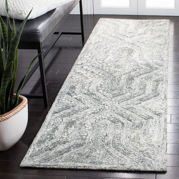 Restoration Vintage 2 ft. x 8 ft. Charcoal/Ivory Garden Geometric Runner Rug