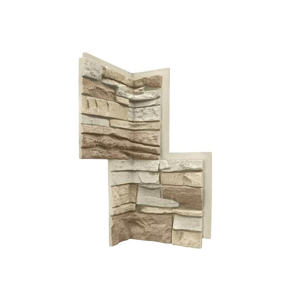 Stacked Stone Vanilla Bean 24 in. x 12 in. Faux Stone Siding Inside Corner Panel