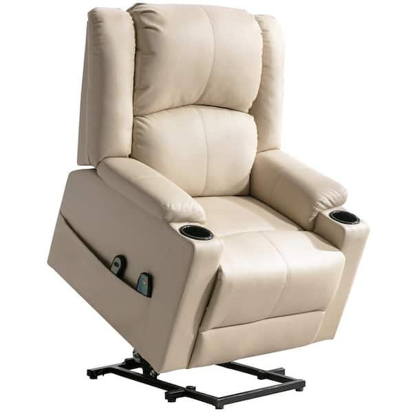 Lucklife White Faux Leather Standard (No Motion) Recliner