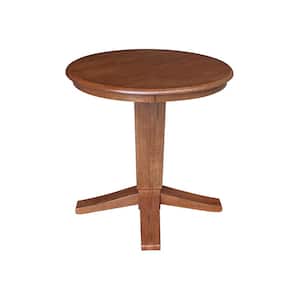 Aria Distressed Oak Solid Wood 30 in. Round Pedestal Dining Table, Seats 2