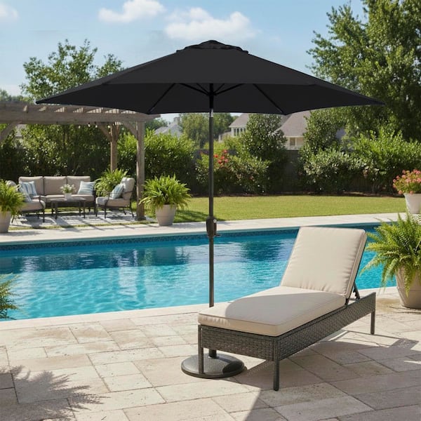 9' black patio umbrella Tilt Its time to put the finishing touch on your patio DestinationGear 9 ft. Classic Wood