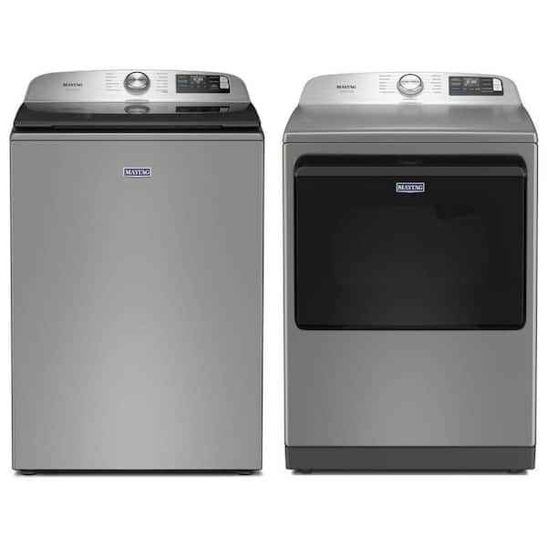 5.2 cu. ft. Top Load Washer and 7.4 cu. ft. Front Load Dryer with Pet Pro System in Classic Silver Set