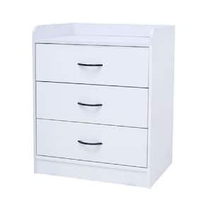 Signature Home White Finish 3-Drawer ,15.5 in. W Chest of Drawers Dimensions: 15.5 in. W x 28.5 in. L x 24.4 in. H