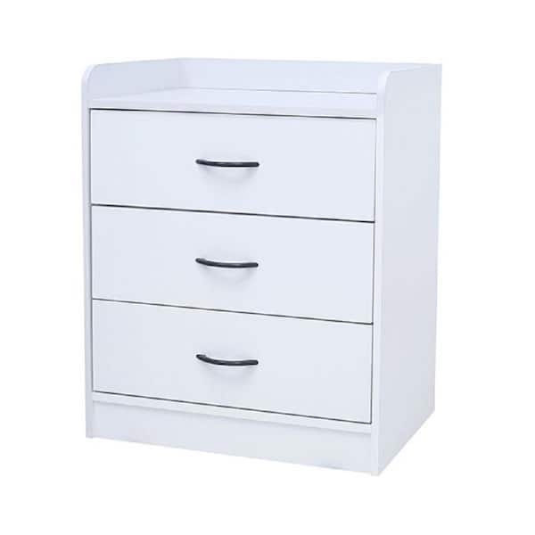 Signature Home Signature Home White Finish 3-Drawer ,15.5 in. W Chest of Drawers Dimensions: 15.5 in. W x 28.5 in. L x 24.4 in. H