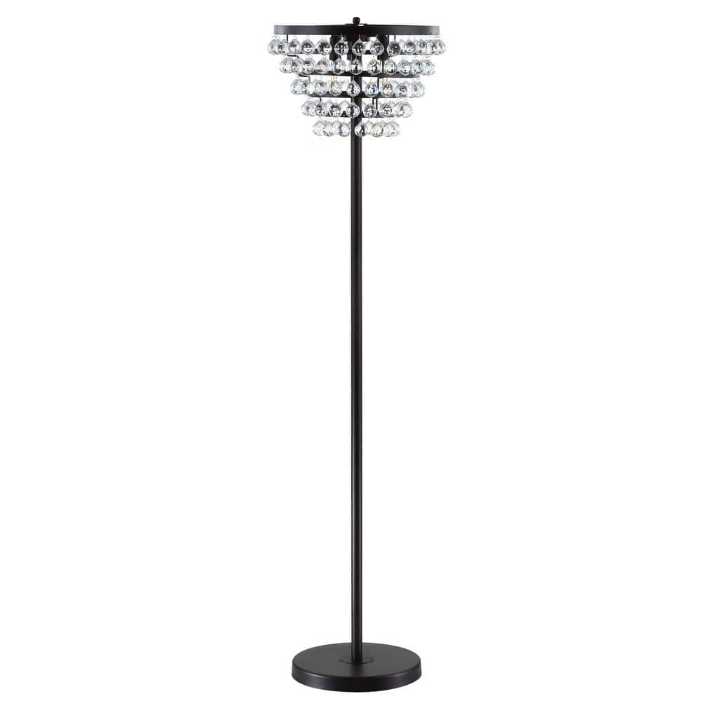 Jemma 60" Bronze/Clear Crystal LED Floor Lamp, Modern Transitional