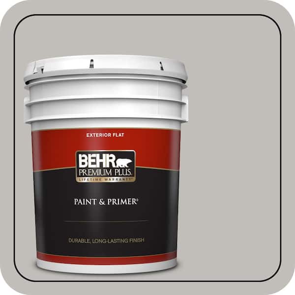 BEHR PREMIUM PLUS 5 gal. Home Decorators Collection #HDC-WR15-3 Noble Gray Flat Exterior Paint & Primer