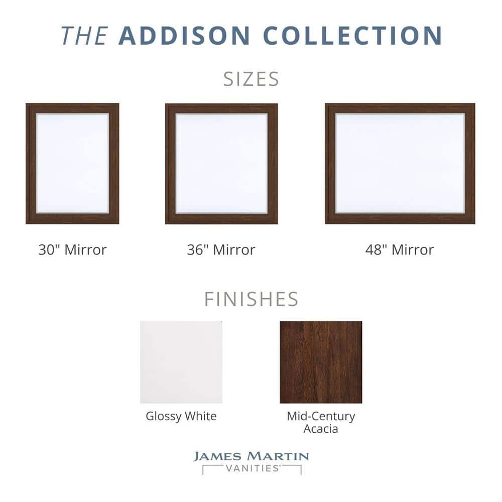 Elegant Addison Mid-Century Acacia 30"x39" Rectangular Wall Mirror