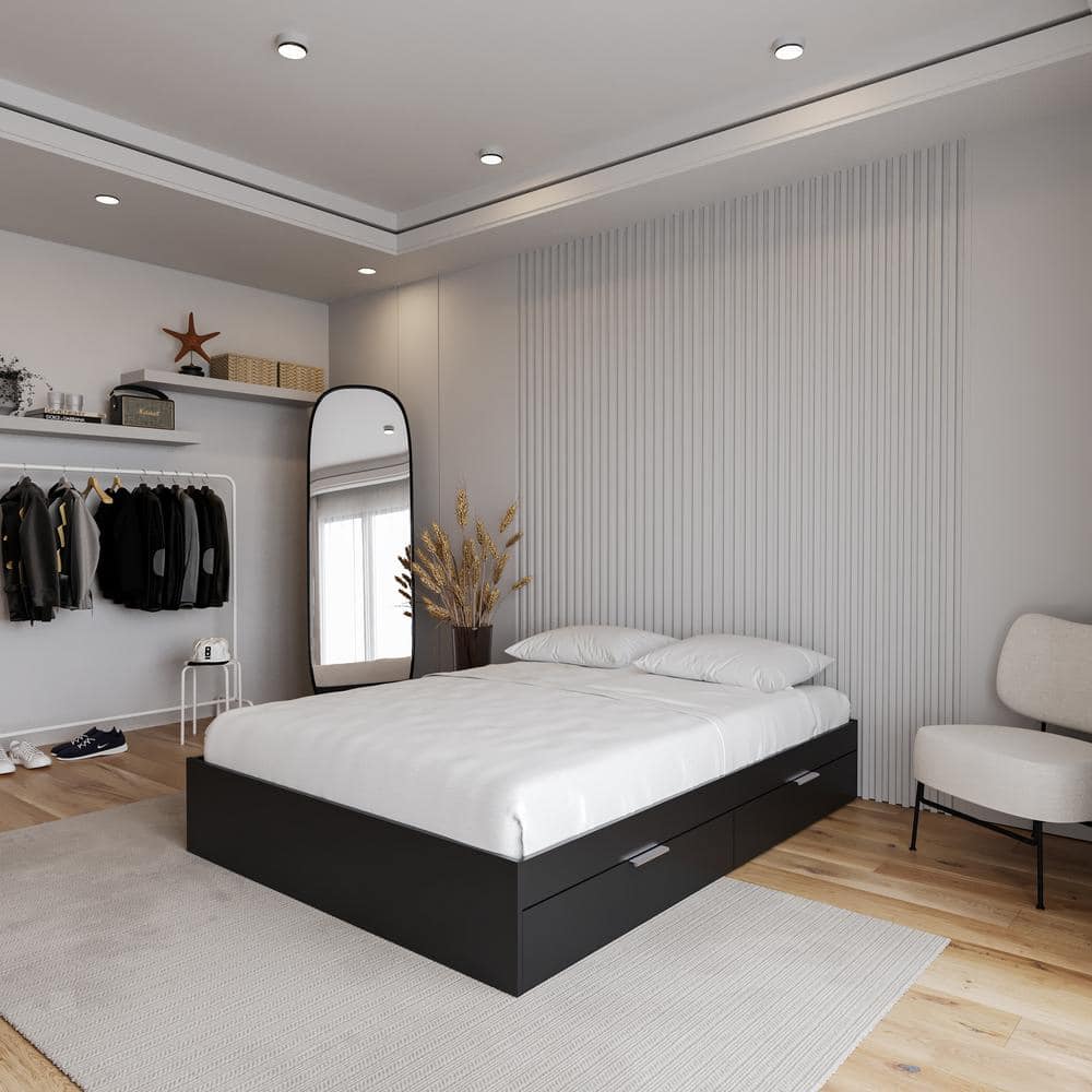 Black Full Captain's Bed with Storage Drawers