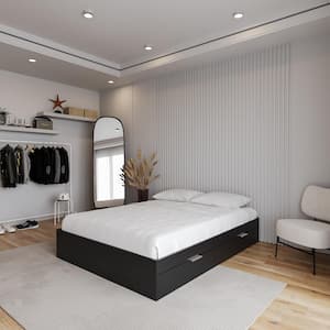 Hunter Black Frame Full Size Platform Bed with 2 Storage Drawers