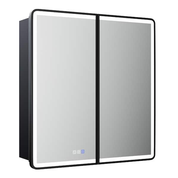 30 in. W x 32 in. H Rectangular Aluminum Medicine Cabinet with Mirror